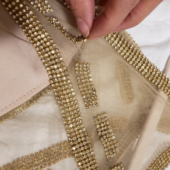 PARTY GOLD LONG DRESS WITH RHINESTONE SIZE 2XL - Picture 11 of 16